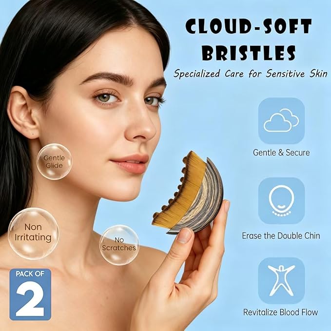 Lymphatic Contour Face Brush, Super Soft Manual Drainage Massager for Sculpting, Facial Cleansing, with Portable Case