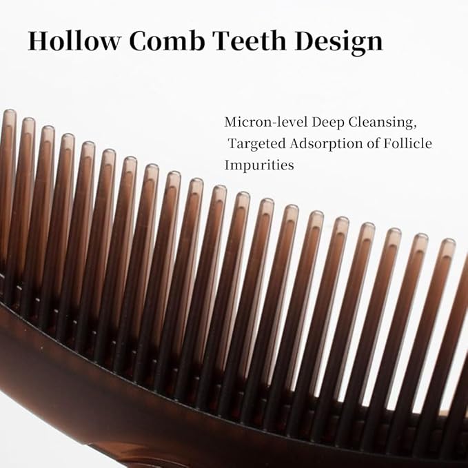 Dandruff Comb with Self-Cleaning Hollow Teeth & Massage Handle - Scalp Detox Comb for Flakes, Oil Removal - Dandruff Scalp Hair Combs for Women/Men/Kids