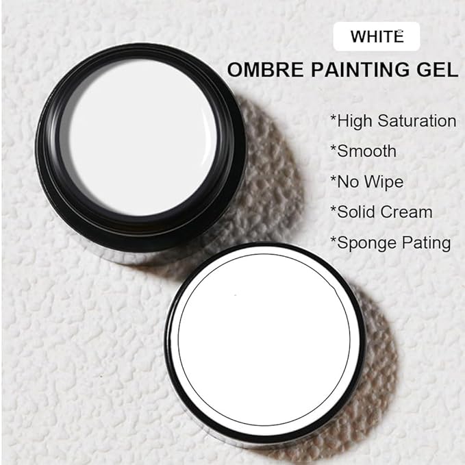Sponge Pat Paint Nail Gel, Blending Colors Ombre Nails Gradient Gel Nail Blush Blooming Aura Nails Drawing Stripper Floral Painting Nail Art, No Wipe, UV/LED Curing 5ml 1PC (White)