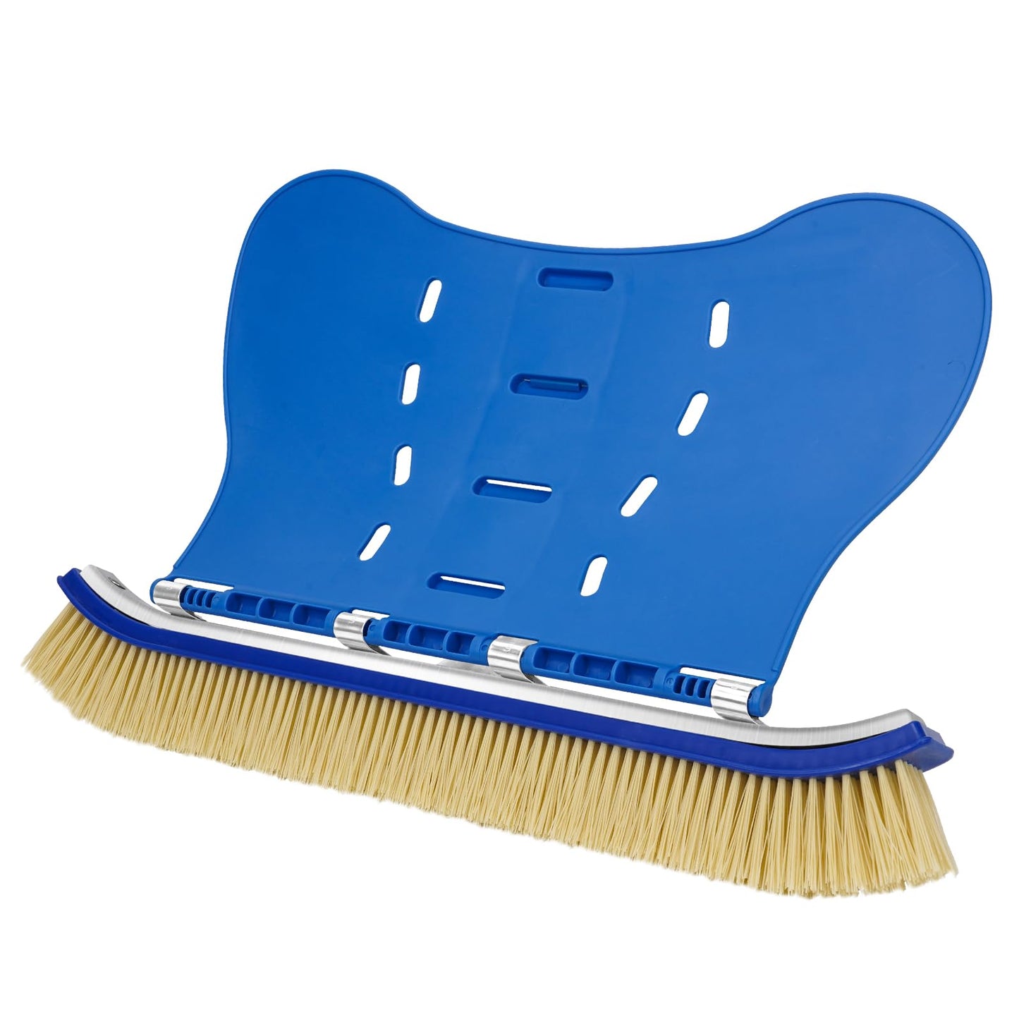 Pool Brush with Brush Tail for Cleaning Pool Walls Using Water Pressure, 18" Tough Plastic Bristles Pool Brush Head with EZ Clips Fit Most Poles (Pole not Included)