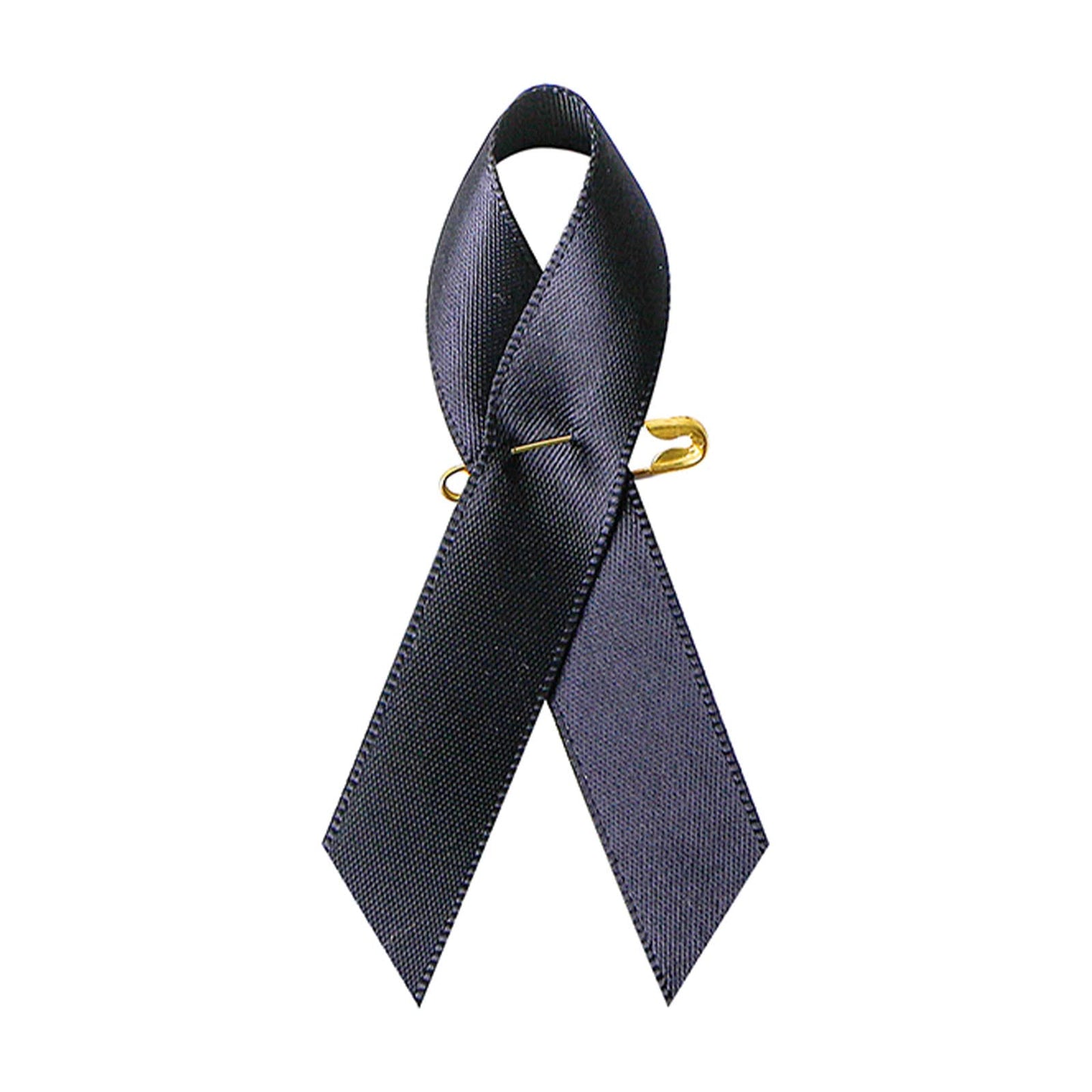 200 Pieces Black Satin Awareness Ribbons with Safety Pins 1.4 * 3 inch
