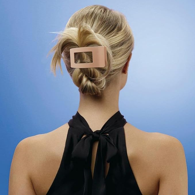 Velscrun Flat Hair Clips for Women Girls, Matte Lay Flat Claw Clips, Strong Hold Large Side Hair Clip All Hair Types, French Duck Billed Hair Jaw Claw Clip, Non Slip Grip for Daily Styling Brown