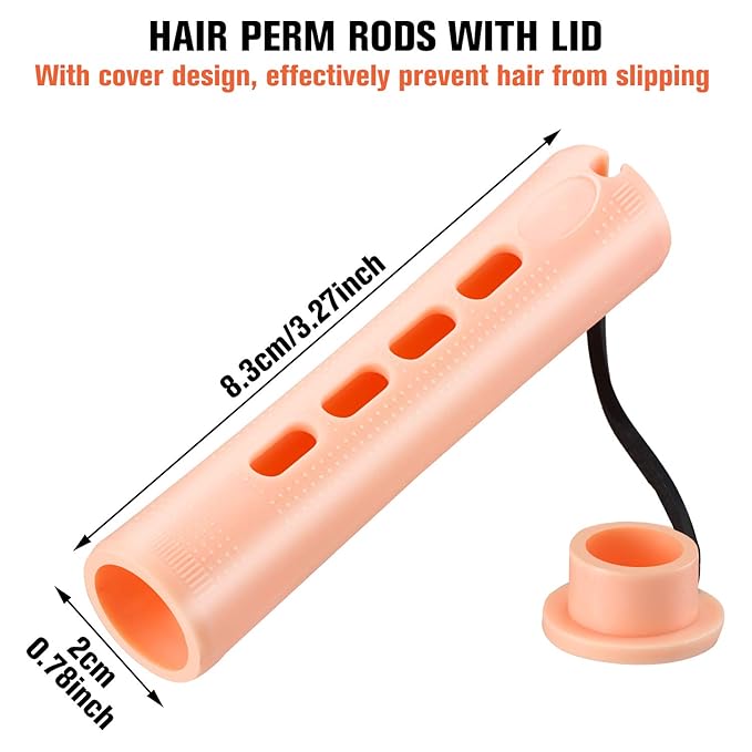 WILLBOND 60 Pcs Perm Rods for Long Hair Plastic Curl Rods Cold Wave Irons Curling Roller for Hair Styling Hairdressing Tools(0.78 Inch,Light Yellow)