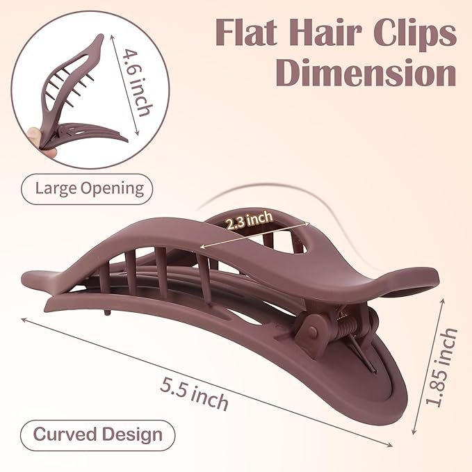 5.5 Inches Extra Large Flat Hair Clips for Women, 4 Pack XL Big Claw Clips for Thick Hair, Oversized Matte Strong Hold Non-slip Flat Claws, Burgundy