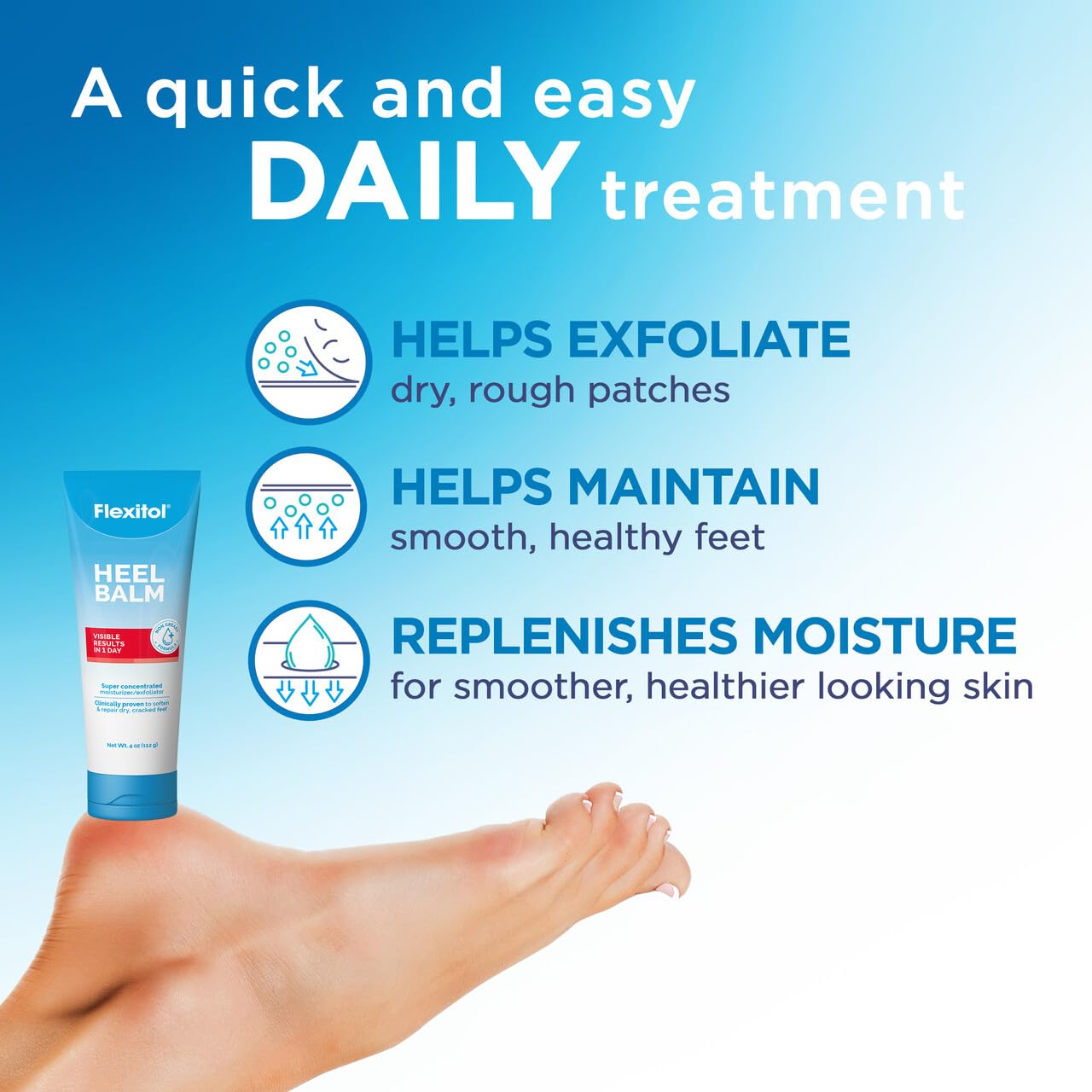 Flexitol Heel Balm Four Pack, Cracked Heel Cream & Foot Balm, Intensive Hydration for Dry, Rough Feet & Heels, Urea-Based Moisturizing Cream, 4 oz Tube