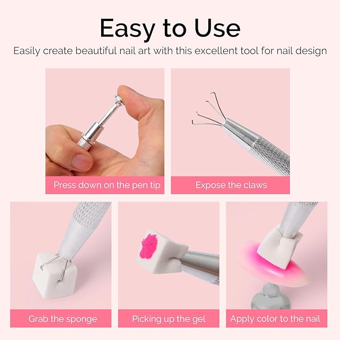 MelodySusie Gradient Painting Gel, 6 Colors Spring Summer Ombre Gel Polish with 100 Sponges&Metal Grabber Set for Aura Nails, French Manicure, No Wipe, Soak Off UV, DIY Nail Art Palette Macaron Pink