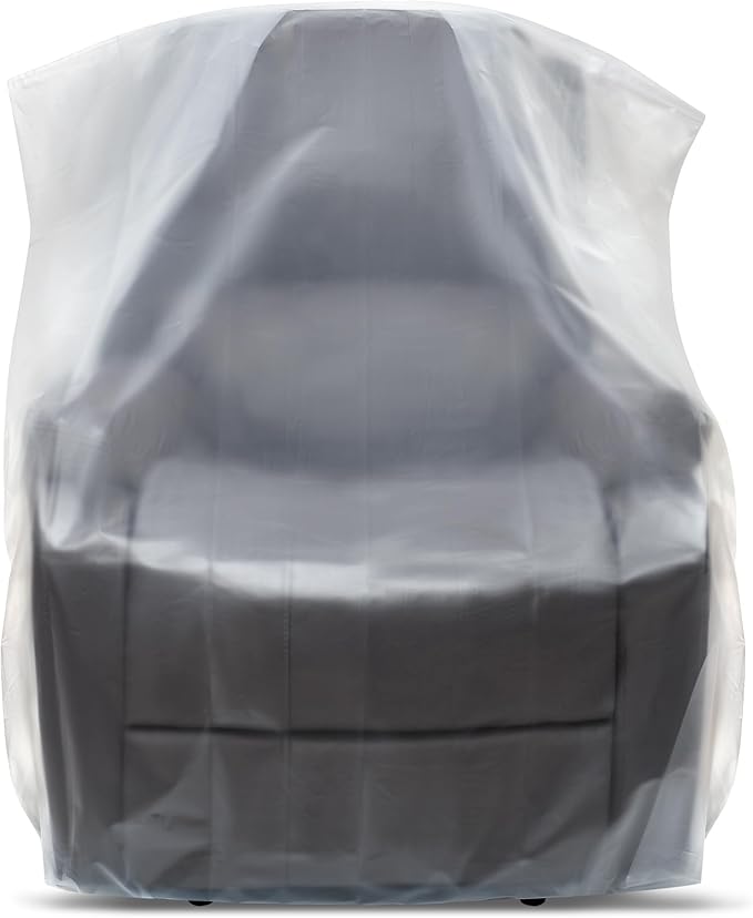 Plastic Furniture Covers for Moving Storage - Heavy-Duty Chair Cover Protectors, Waterproof & Dustproof Clear Moving Bags for Armchair or Recliner - Extra Large Bag Open Size 64 x 42 x 34 Inch
