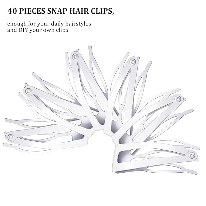 Chinco 24 Pcs Double Grip Hair Clips Metal Snap Clips Women Barrettes for Hair Making, Salon Supplies(White,2 Inch)