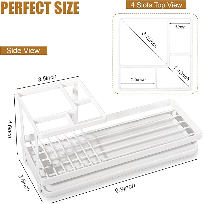 Toothbrush Holders for Bathrooms, Carbon Steel Tooth Brushing Holder Electric Toothbrush and Toothpaste Organizer Bathroom Accessories for Countertop, Shower, Sink - White