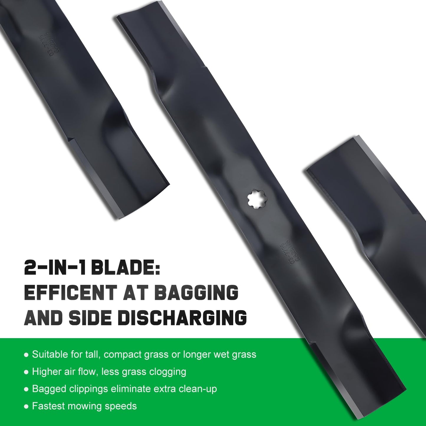 Grasscool AM141034 42 inch Mower Blades for JD D130 D110 D105 D125 X300 Z225 LA135 Z235 42" Deck Lawn Tractor Replace AM137327 AM141032 (2 Pack)