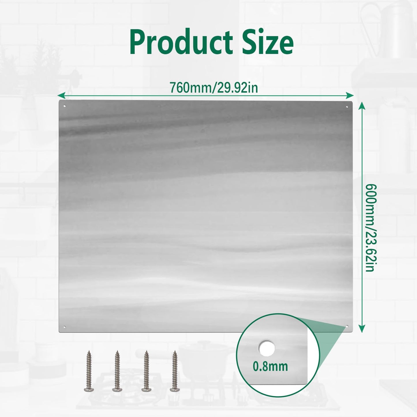 LTSEAME 30" x 24" Stainless Steel Stove Backsplash Panel Ultra-Thin Flush Mount Splash Guard for Kitchen Wall, Heat & Stain Resistant, Easy Installation with Pre-Drilled Holes