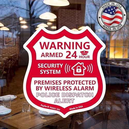Psyfer¢ç (Fade-Free) 6 Pack - Alarm Security Outdoor UV Waterproof Window Stickers [Made in USA]