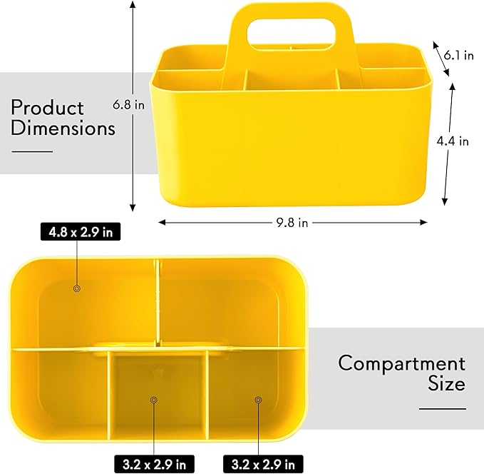 Tiawudi Multipurpose Caddy Organizer, Plastic Caddy with Handle, Stackable Desk Organizer for Stationery, Marker and Pencil, Office Supplies Organizer, Dorm Caddy
