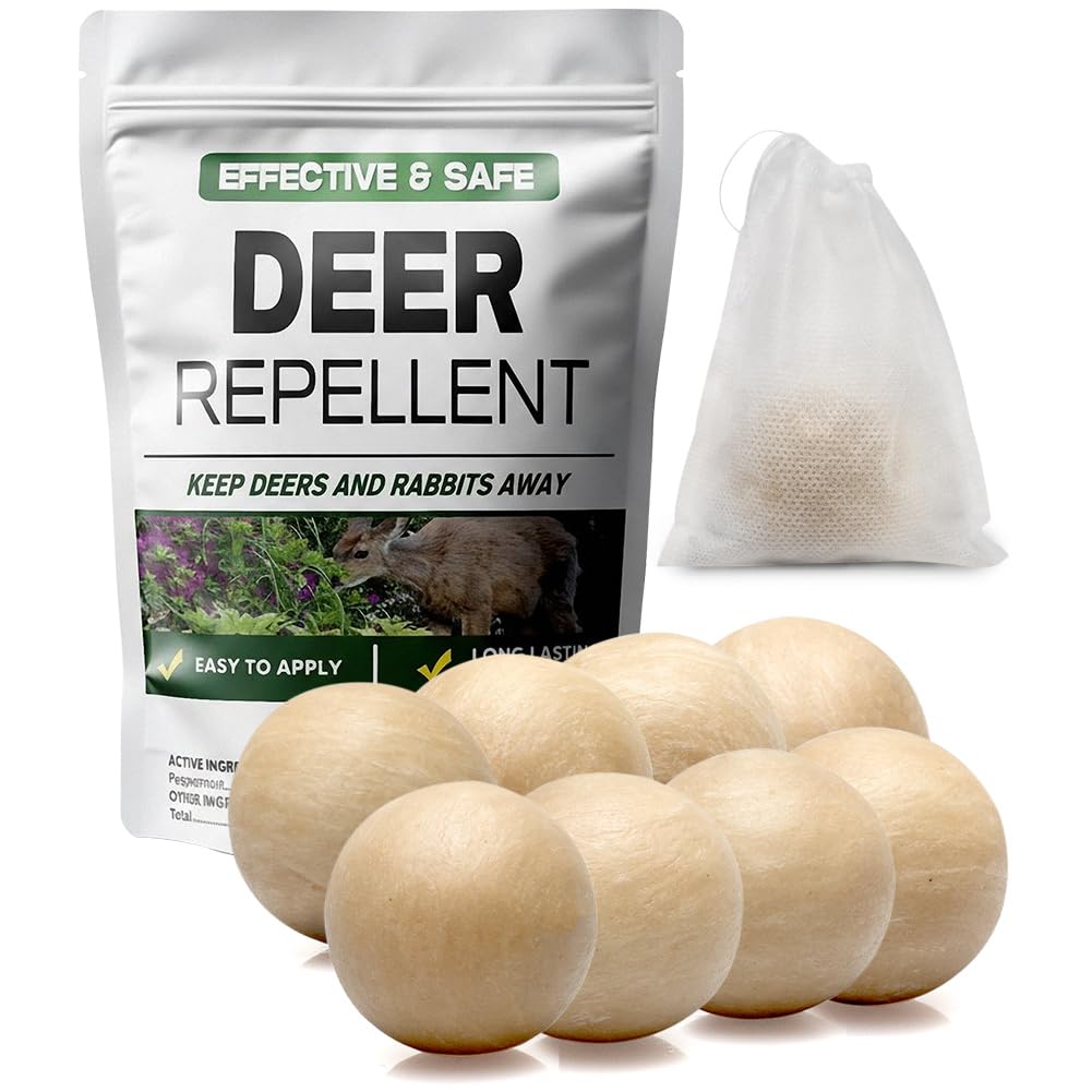 pzwmmsse Deer Repellent, Deer & Rabbit Repellent for Plants, Deer Deterrent for Garden and Yard, Rabbit Repellant Outdoor, Keep Deers Away from Trees, Long-Lasting 2 Months Protection-8 Pack