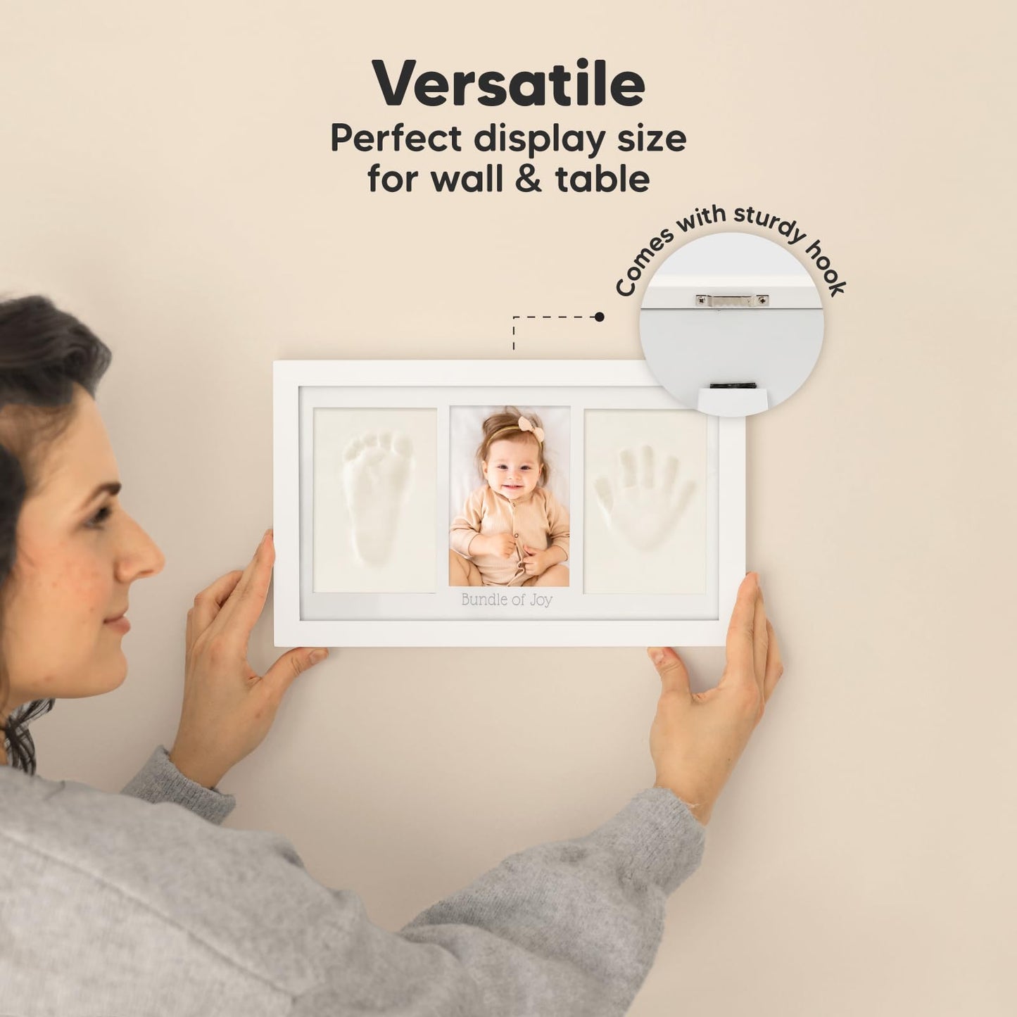 KeaBabies Baby Hand and Footprint Kit - Clay Handprint Keepsake Frame, Newborn Nursery Picture Frame, Personalized New Mom Gifts for Shower & Registry, First Mother's Day (Alpine White)