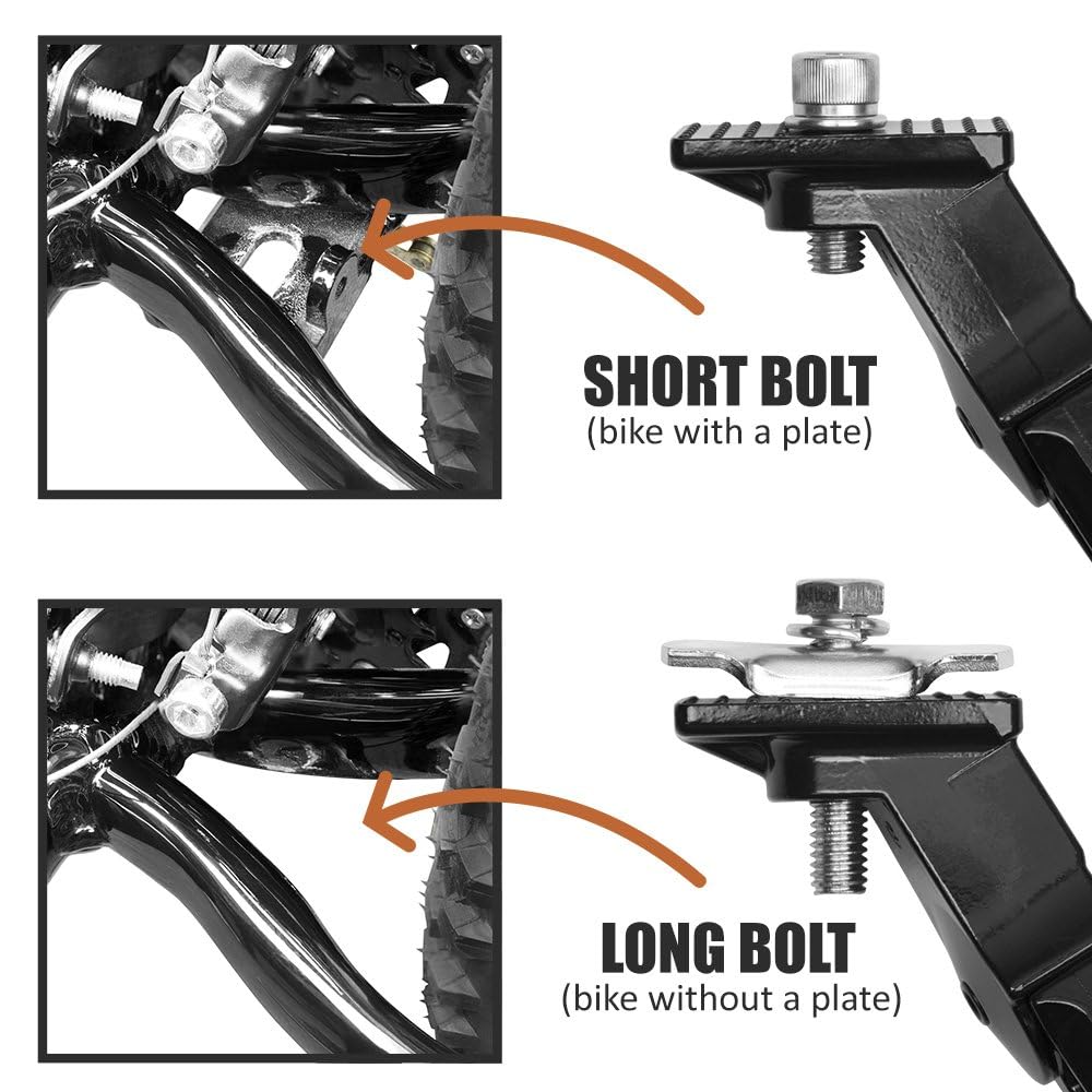 BV Rear Bike Stand for 24”-29” - Adjustable Bikes Kickstand for Adult Bike with Non-Slip Foot & Spring-Loaded Latch for Stable Any-Angle Stance - Bicycle Stand for Mountain, City & Hybrid Bikes
