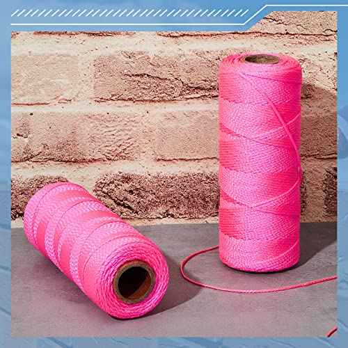 Woanger 8 Rolls Mason Line #18 Braided Nylon String Total 4000 Feet Length Masonry Nylon Twine for Construction Gardening Crafting DIY Project Workshop(Fluorescent Pink)