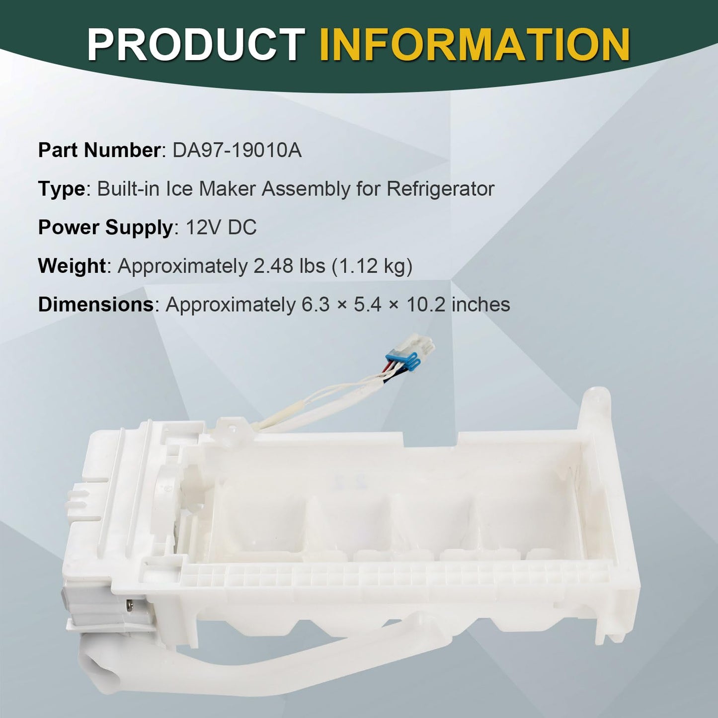 DA97-19010A Ice Maker Assembly Compatible with Samsung Refrigerator RS27T5200SG/AA RS22T5561SR Replacement AP6804571 PS12707599 EAP12707599 4961644