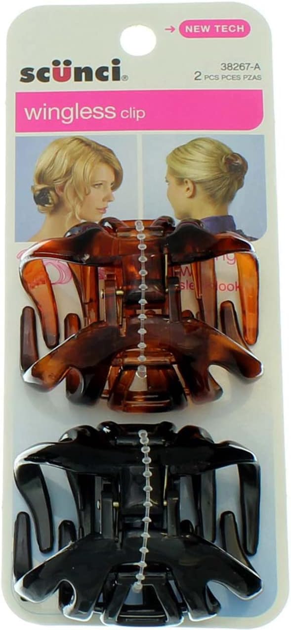 Scunci Wingless Octopus Jaw Clip,unisex, Colors may vary, 2-Pieces per Pack (1-Pack)