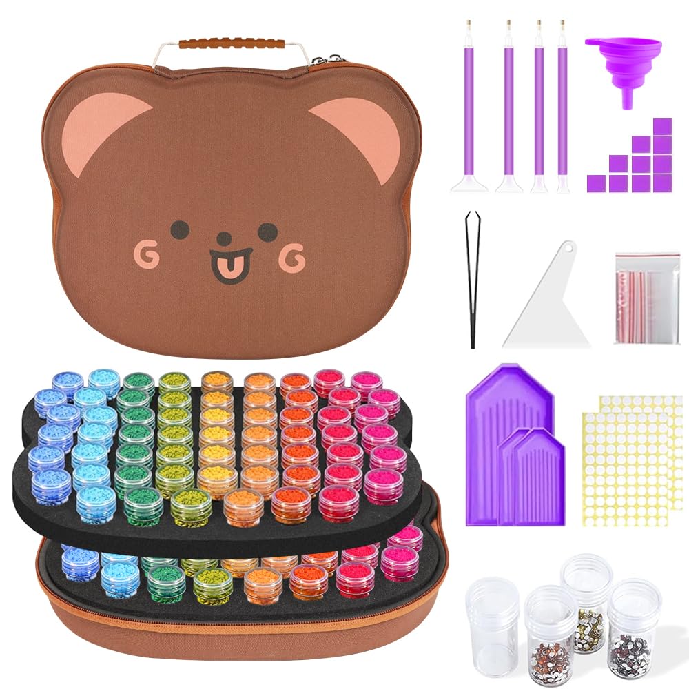 ZORETCO Diamond Painting Storage Box, 120 Slots Bead Storage Containers with Tools Kit for Diamond Art Accessories Beads Organizer Craft Jewelry
