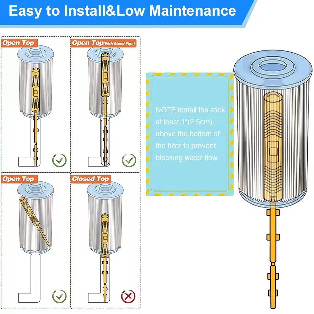 Joepoe SPA Mineral Stick, Hot Tub Stick with 4 Months Lifetime Universal for Hot Tub & Pool, Spa Mineral Cartridge Keeps Water Crystal Clear (Yellow,2-Pack)