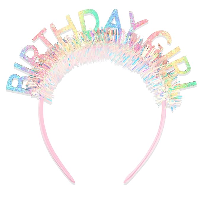CIEHER Rainbow Colorful Birthday Girl Headband Birthday Crown for Women Girls Birthday Tiara