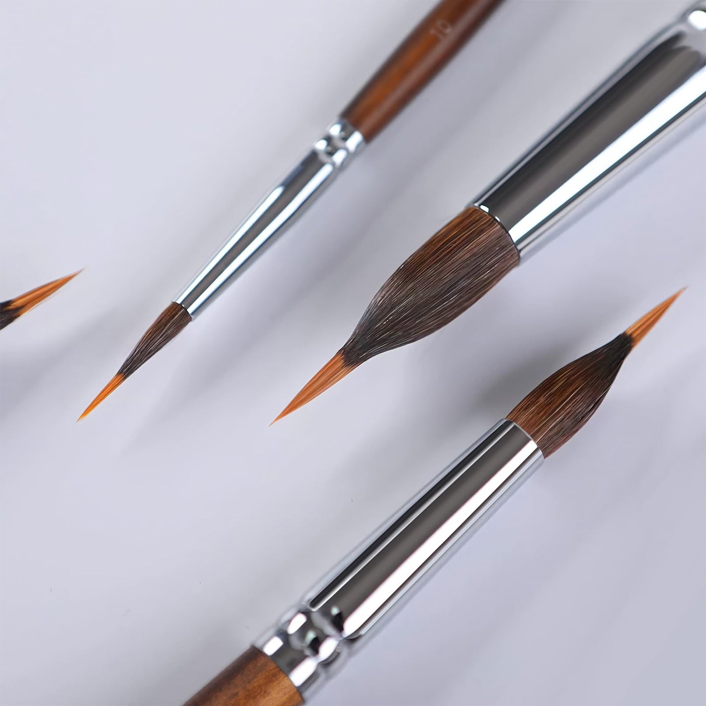 Watercolor Brushes Professional, Fuumuui 4Pcs Extended Needle Point Brushes Synthetic Extra Long Pinhead Brush with Sable Body for Fine Detailing - Watercolor Acrylic Gouache Inks Painting