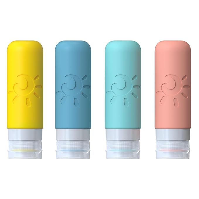 Zafit Travel Bottles for Toiletries, TSA Approved Travel Containers 3oz Leak Proof Travel Tubs Refillable Liquid Travel Accessories for Shampoo Conditioner Lotion Body Wash(Multicolored B)