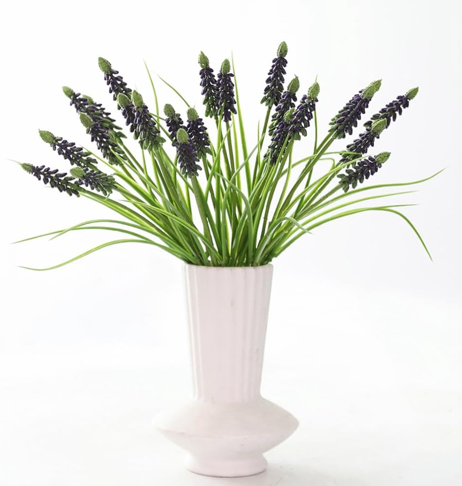 5Pcs Artificial Grape Hyacinth Branches 11.8In Fake Muscari Hyacinth Bouquet for Home Office Wedding Party Floral Decor (Purple)