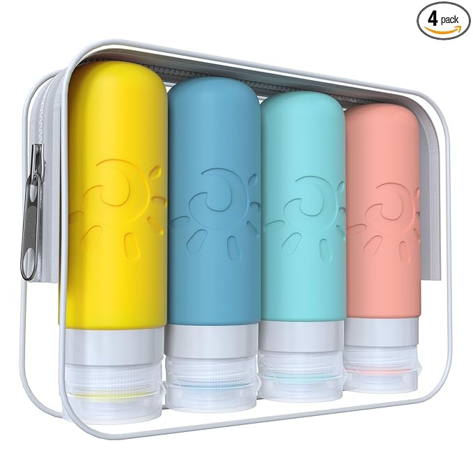 Zafit Travel Bottles for Toiletries, TSA Approved Travel Containers 3oz Leak Proof Travel Tubs Refillable Liquid Travel Accessories for Shampoo Conditioner Lotion Body Wash(Multicolored B)