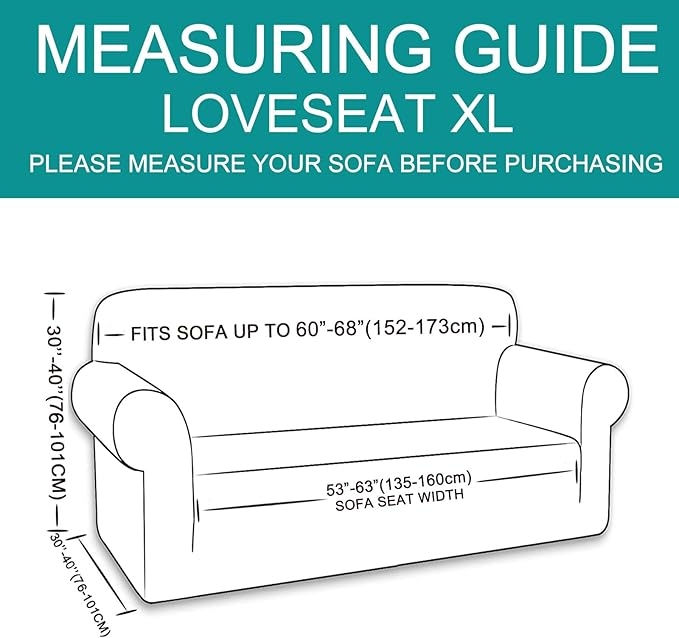 U-NICE HOME Oversized Stretch Loveseat Couch Cover Sofa Covers Washable Sofa Slipcover Furniture Protector for 2 Cushion Couch Sofa Pet Friendly, Burgundy