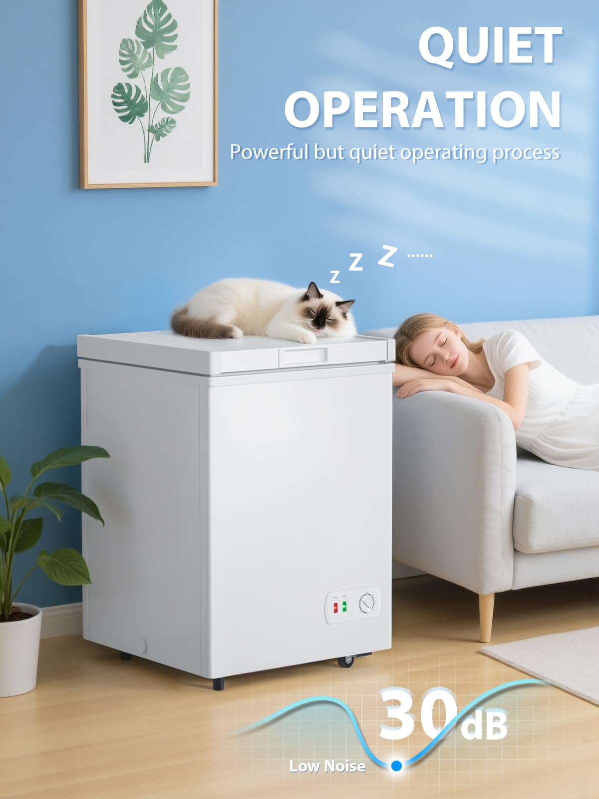Chest Freezer 4.2 Cu.ft 7 Level Temperature, Deep Freezers with Two Removable Baskets, Freestanding Top Door Open Freezer for Kitchen Garage Home, White