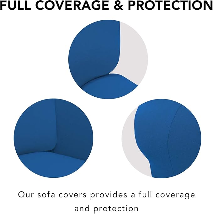 PureFit Super Stretch Sofa Slipcover – Spandex Non Slip Soft Couch Sofa Cover, Washable Furniture Protector with Non Skid Foam and Elastic Bottom for Kids, Pets （Loveseat, Classic Blue）
