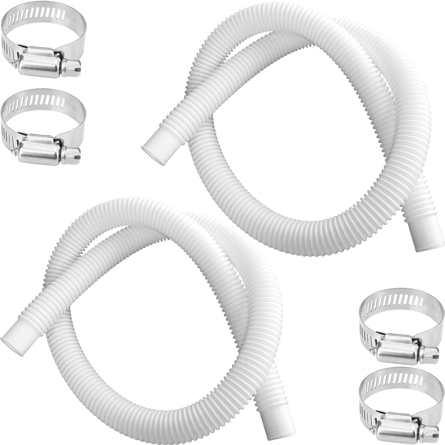 1.25" x 3ft Pool Hose for Above Ground Pools, 1-1/4" Flexible Pool Skimmer Hose Replacement Compatible with Intex, Coleman, Summer Waves, XtremepowerUS, Bestway, Sand Filter Pumps (White, 2 Pack)
