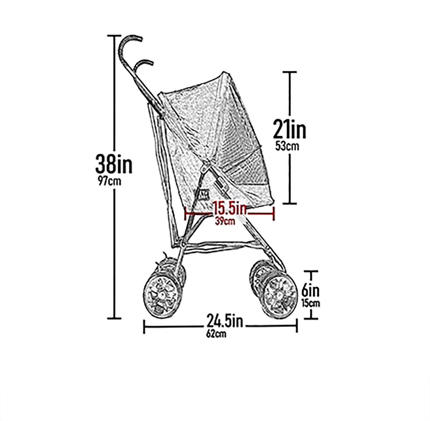 Pet Gear Travel Lite Plus Stroller, Compact, Easy Fold, No Assembly Required, Large Wheels for Cats and Dogs up to 15 pounds, New Black