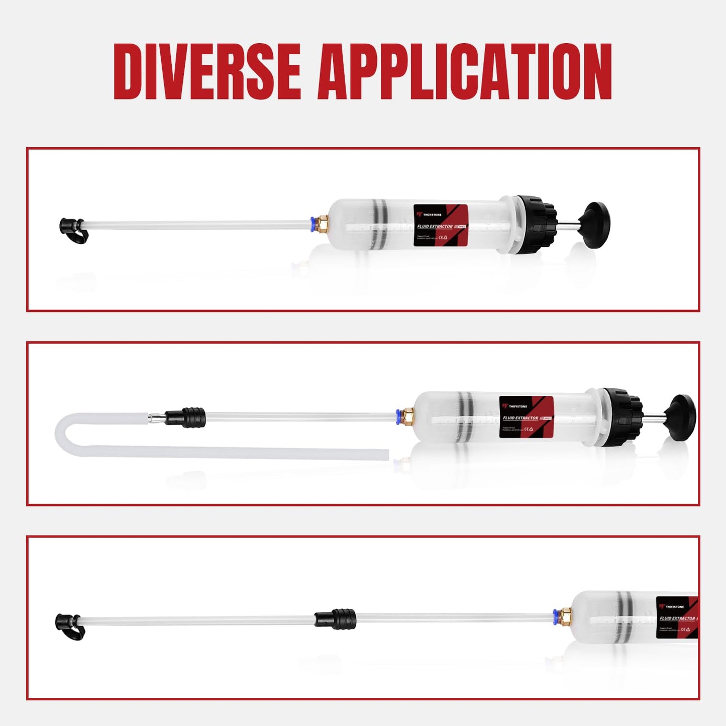 Thorstone 500cc Automotive Fluid Extractor Pump, Manual Oil Change Syringe with 50cm Rubber Hose & 2pcs 22cm PVC Suction Tubes