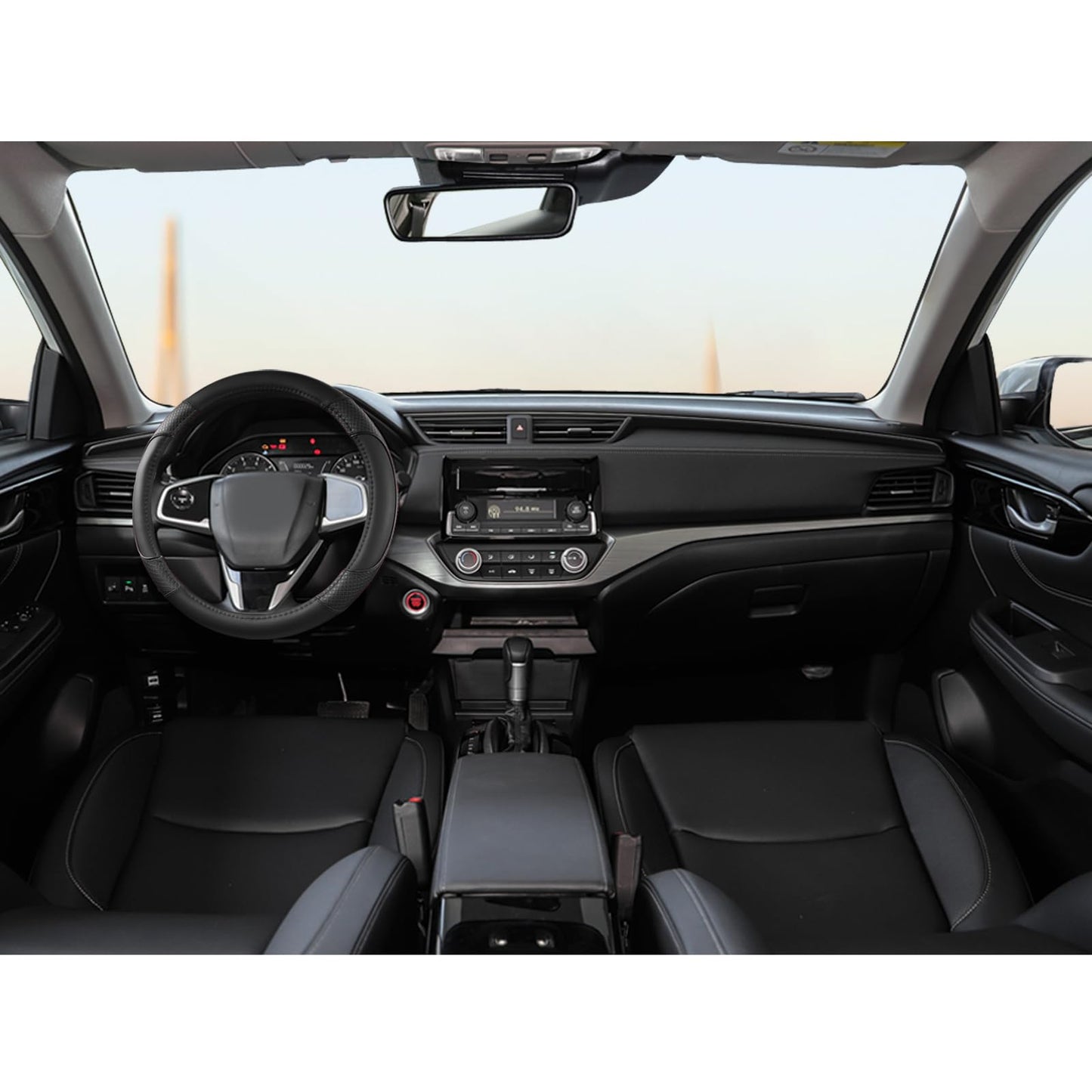 GIANT PANDA Microfiber Leather Steering Wheel Cover for Honda Accord,Civic,CR-V,HR-V,Pilot(Diamond-Pattern-Black-Standard Size)