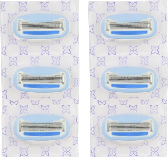 Amazon Basics 5-Blade Razor Refills for Women with Comfort-Coated Blades, Moisture Lubrication, Hypoallergenic, (Fits Amazon Basics Razor Handles Only) (Previously Solimo) 6 Count (Pack of 2)