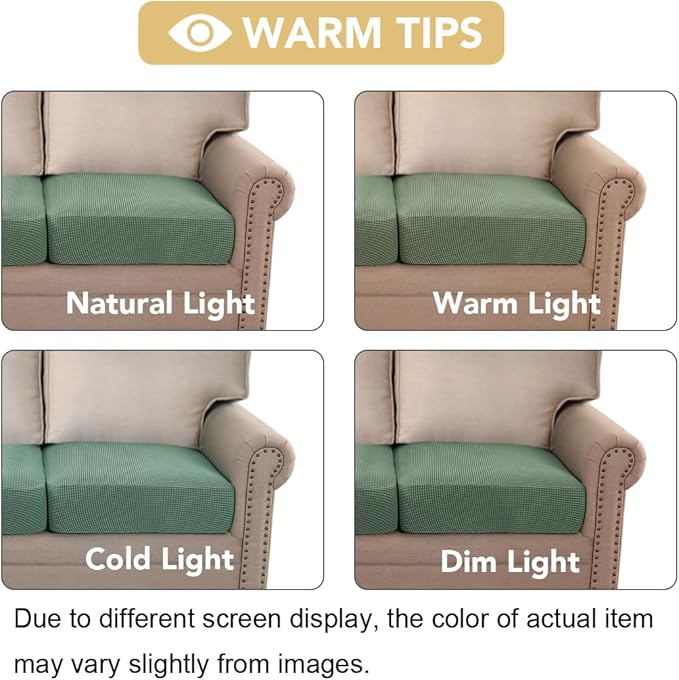 H.VERSAILTEX Super Stretch Individual Seat Cushion Covers - Sofa & Couch Cushion Slipcover Sets - Thick Jacquard Textured Twill Fabric (3 Piece XL Sofa Cushion Covers, Loden Frost)