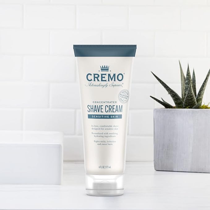 Cremo Sensitive Shave Cream, Astonishingly Superior Ultra-Slick Shaving Cream for Men, Fights Nicks, Cuts and Razor Burn, 6 Fl Oz (Pack of 2)