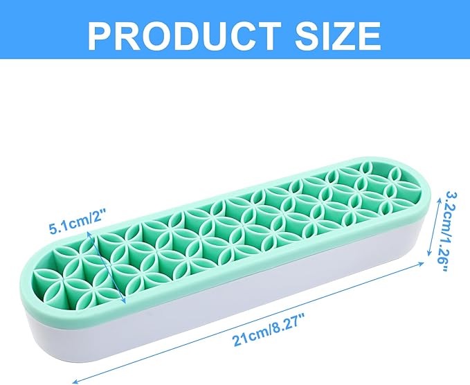 Green Silica gel Makeup Brush Holder Box Multi-Purpose Silica gel Make Up Brush Storage Stand Rectangle Multipurpose Painting Pen Holder for Brushes,Art Craft and Painting Brushes
