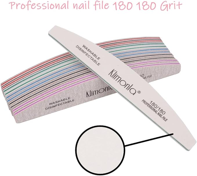 25PCS Gray Professional Nail Files 80/100/150/180/240 Grit, Emery Boards Nail Files for Natural Nails and Acrylic Nails, Double Sided Emory Boards limas para unas acrilicas Reusable Manicure Tools