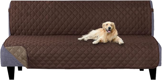 U-NICE HOME Futon Sofa Covers Reversible Sofa Slipcover Armless Cover Furniture Protector Couch Cover Water Resistant (Futon, Chocolate/Taupe)