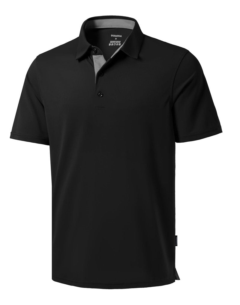 Men's Golf Shirts Dry Fit Moisture Wicking Performance Short Sleeve Collared Polo Shirts for Casual Athletic Business (Yellow, L)