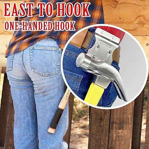 Hammer Holder for Tool Belt, Claw Hammer Holster, QULNEXA Hammer Loop, on for Occidental Leather Electrician Pouch Belt Large Hammer Clip