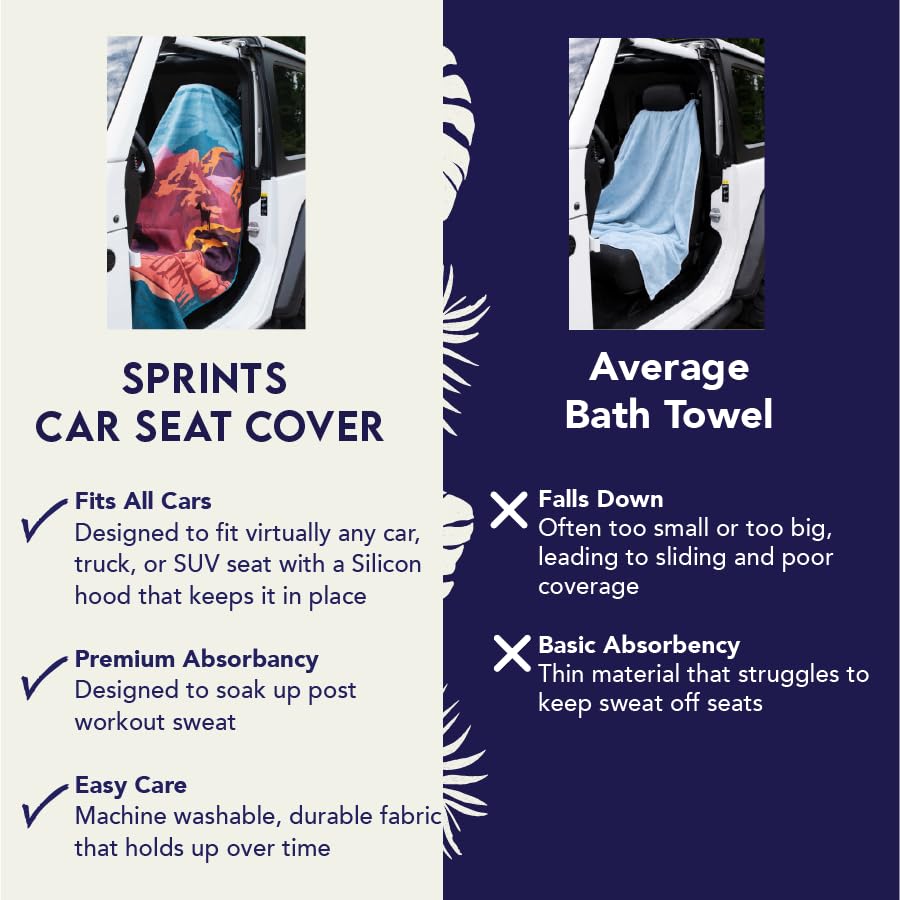Sprints Athletic Running Towel, Full-Sized, Car Seat Cover - Performance Microfiber (Aztec Artisans & Chocolate Currency)