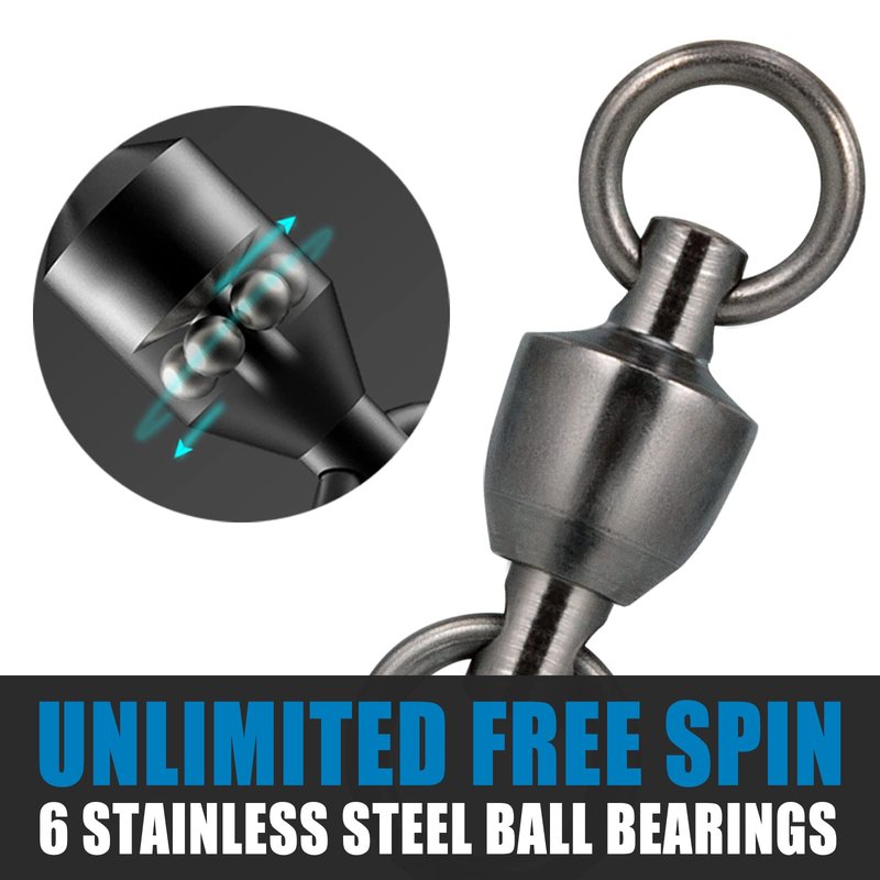 Dr.Fish 20 Pack Ball Bearing Fishing Swivels, Swivels Fishing Tackle Saltwater, Freshwater Stainless Heavy Duty Lure Leader Line Connector #0