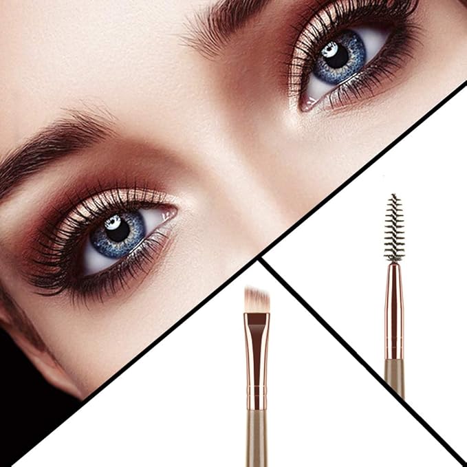 KINGMAS Eyebrow Brush Spoolie Dual Angled Eye Brow Brush Eyelash Comb Eyebrow Tool for Lining and Shaping Brows or Lashes (Dark Brown)