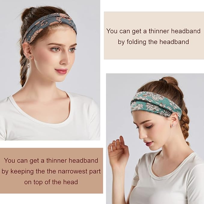 YONUF Boho Headbands For Women Fashion Wide Headband Yoga Workout Head Bands Hair Accessories Band 6 Pack