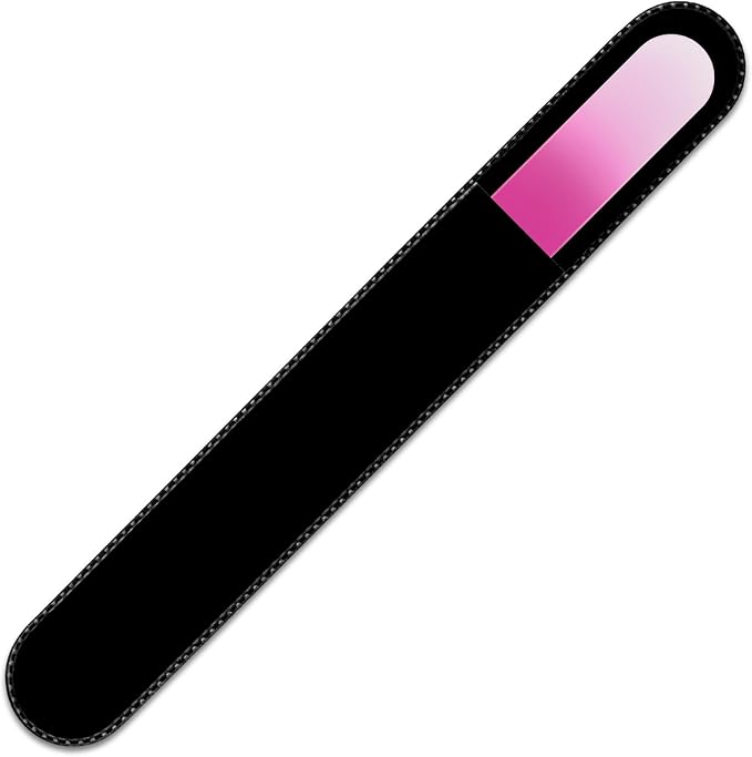 Mont Bleu Rainbow Crystal Nail File in Black Pouch - Large/Professional Size - Czech Tempered Glass - Handmade in Bohemia (Czech Republic)